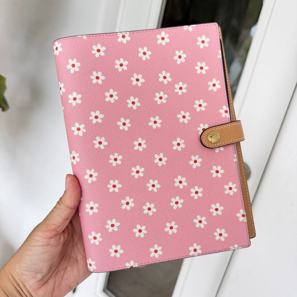 Coach Notebook With Floral Print CFA42 Gold/Pink Multi